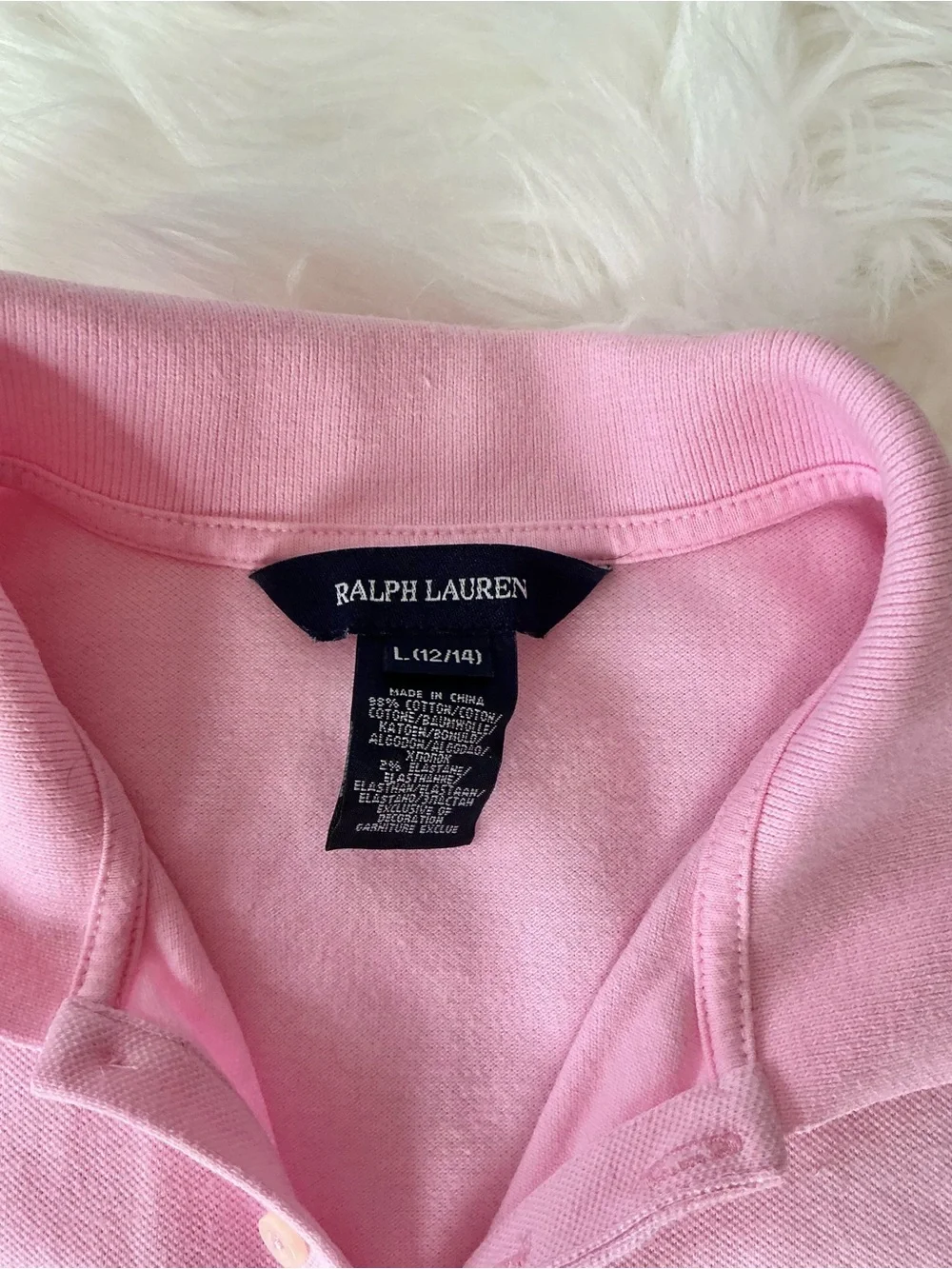 Ralph Lauren Pink Girls Short Sleeve Polo Shirt Size Large 12/14